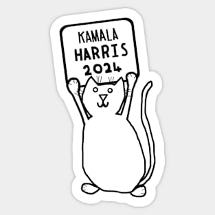 Cute Cat and Kamala Harris 2024 Sign Sticker